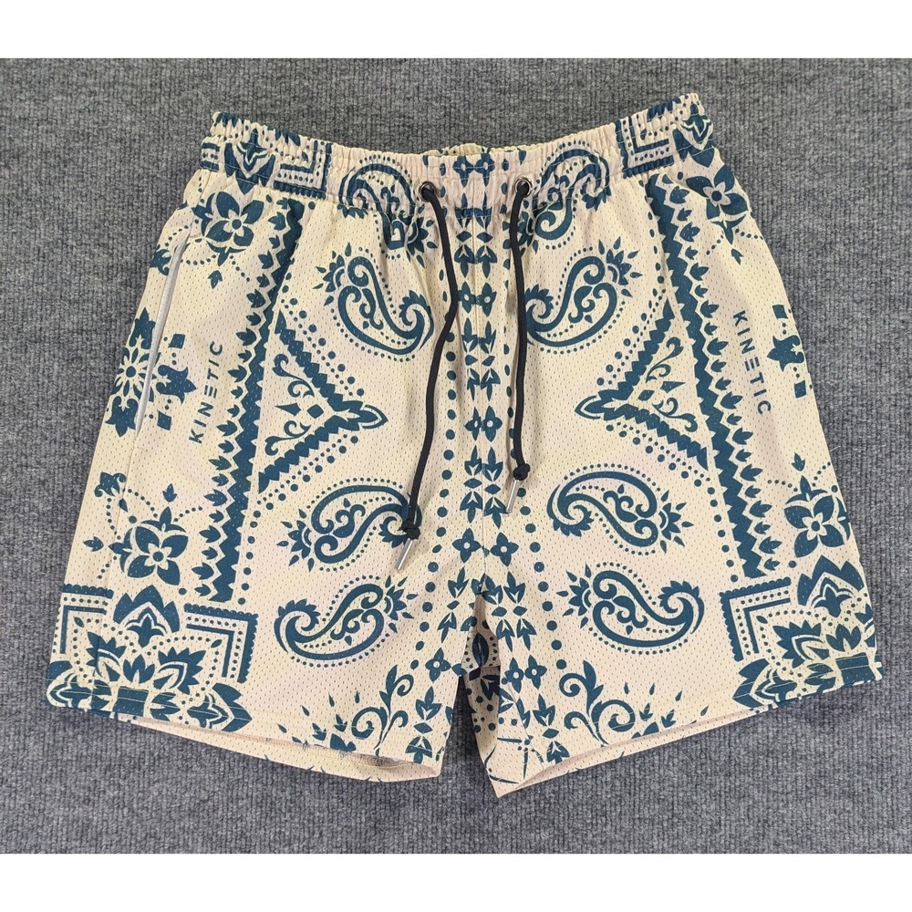 Kinetic Kings Fundamental Shorts Men's Size Medium Porcelain Green Paisley